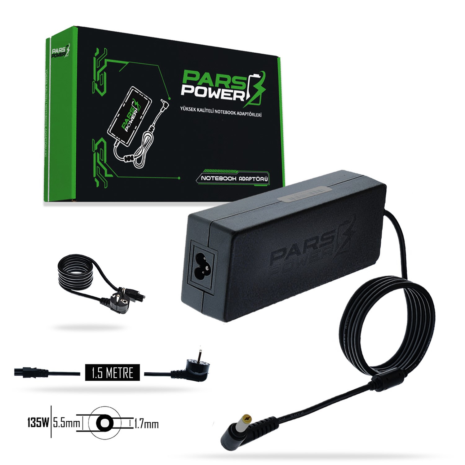 PRS-007 PARS POWER 135W 19V 7.1A (5.5*1.7MM) NOTEBOOK ADAPTÖR